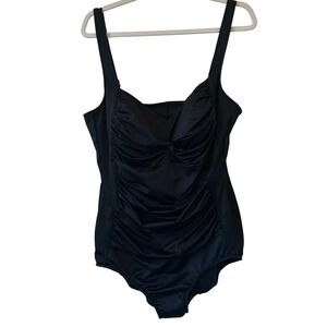 Miraclesuit Size 18W Black Ruched One Piece Shaping Swimsuit Slimming
